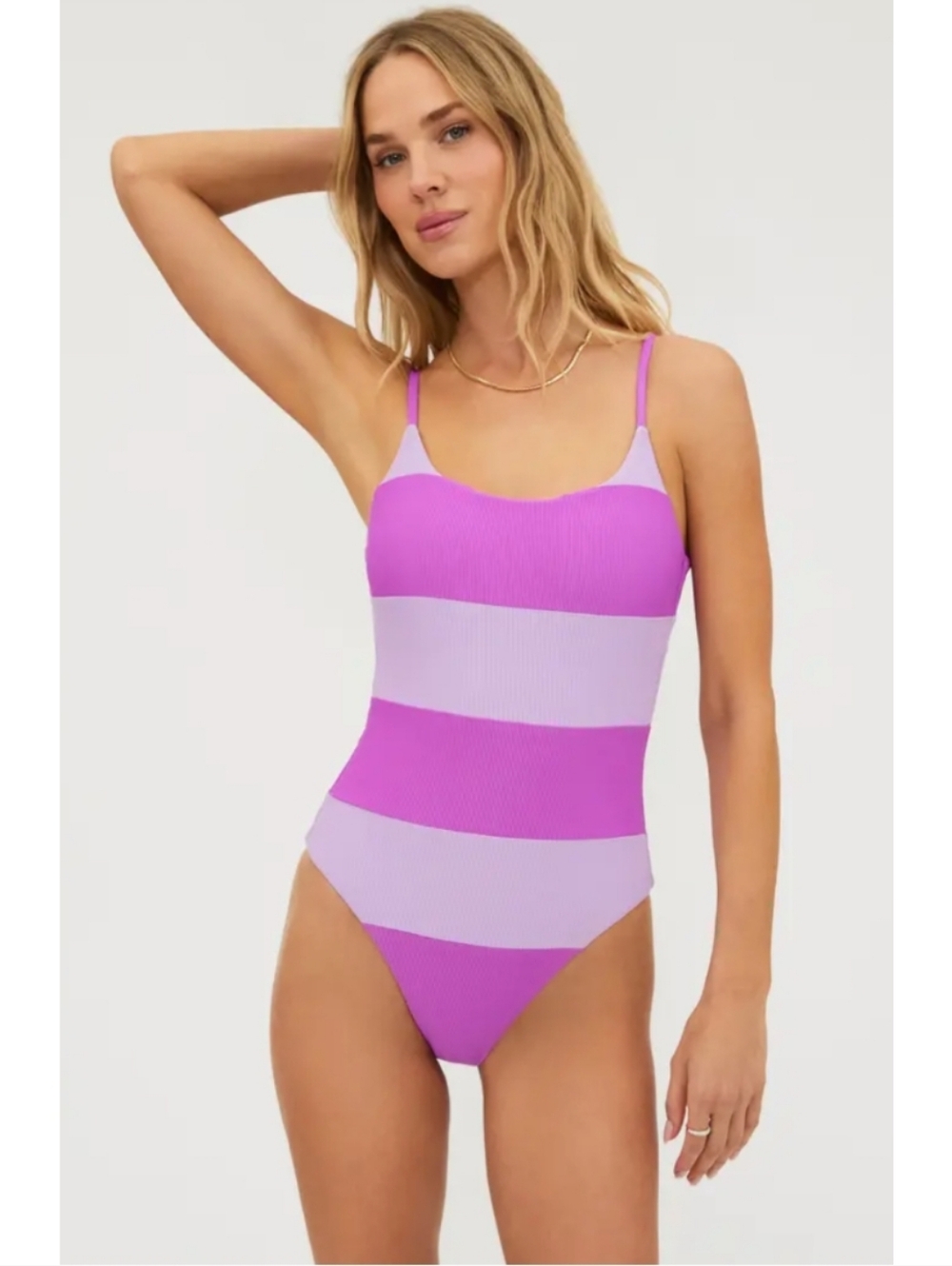NWT Beach Riot Purple Lavender Bold Stripe Calista One Piece Swimsuit Size XL